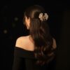 Elegant Floral Hair Clip with Pearl Accents – Perfect for Bridal, Party & Everyday Wear