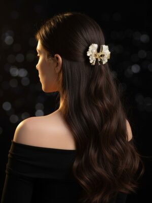 Elegant Floral Hair Clip with Pearl Accents – Perfect for Bridal, Party & Everyday Wear