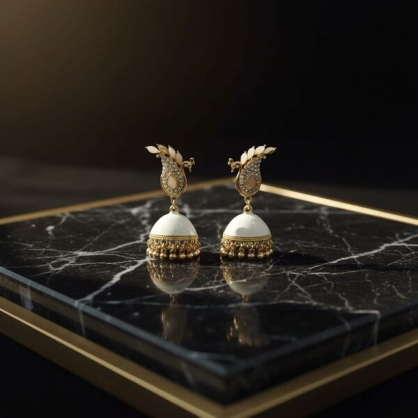 WhatsApp Image 2026-01-23 at 10.22.29 PM Elegant White & Gold Jhumka Earrings for Women – Traditional Indian Party Wear Jewelry with Kundan & Meenakari Detailing