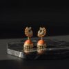 Peach Peacock Jhumka Earrings  Gold Plated Traditional Party Wear Jewelry