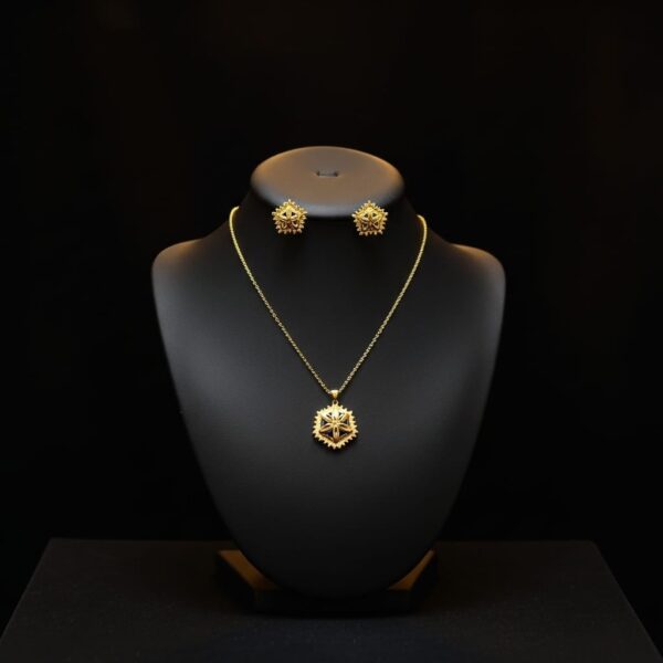 Golden Starburst Necklace & Earrings Set – Luxury Golden Floral Jewelry for Women, Elegant Gift for Her