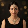 Emerald & Gold Floral  Jewelry necklace with Maang Tikka | Asian Wedding Necklace & Earrings