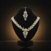 Emerald & Gold Floral  Jewelry necklace with Maang Tikka | Asian Wedding Necklace & Earrings