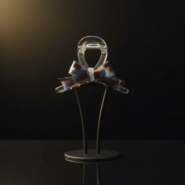 Clear Bow Claw Hair Clip for Women | Stylish Resin Hair Accessory for Buns, Updos & Everyday Elegance