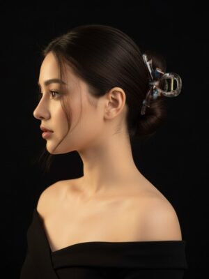 Clear Bow Claw Hair Clip for Women | Stylish Resin Hair Accessory for Buns, Updos & Everyday Elegance