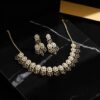Gold Flower Necklace and Earrings Set – Black Enamel Party Wear Jewelry