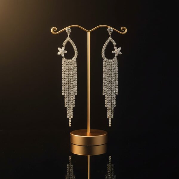 Elegant Silver Floral Crystal Teardrop Dangle Earrings - Bridal & Evening Statement Jewelry