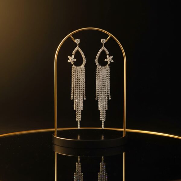 Elegant Silver Floral Crystal Teardrop Dangle Earrings - Bridal & Evening Statement Jewelry