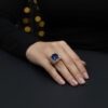 Gold Plated Blue Stone Ring 6gm with Indian Zircon | Designer Ring for Women