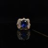 Gold Plated Blue Stone Ring 6gm with Indian Zircon | Designer Ring for Women