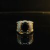 Gold Plated black Stone Ring 6gm with Indian Zircon | Designer Ring for Women