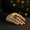 Gold Plated black Stone Ring 6gm with Indian Zircon | Designer Ring for Women