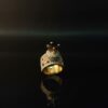 Indian Zircon Stone Ring 6.5gm - Royal Crown Designer Ring for Women | Gold Plated Black Stone Ring | Bridal Wedding Party Wear Jewelry