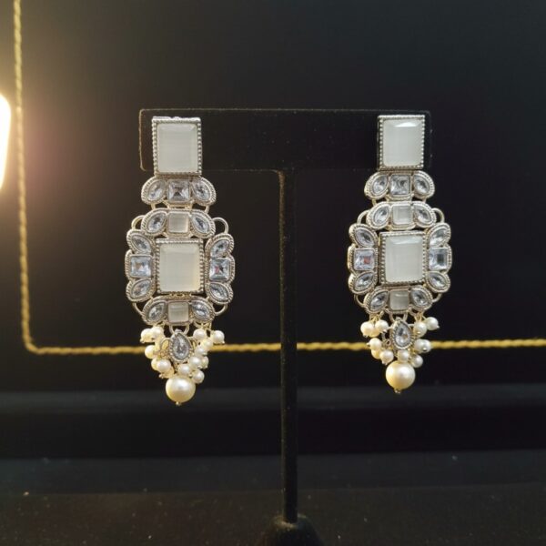 WhatsApp Image 2026-02-10 at 10.11.58 PM (1) Indian Turkish Style Kundan Chandelier Earrings - White Stone Pearl Drop Earrings Gold Plated Bridal Wedding Jewelry | Ottoman Inspired Statement Earrings