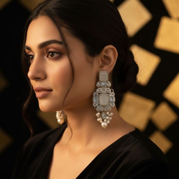 WhatsApp Image 2026-02-10 at 10.11.58 PM (2) Indian Turkish Style Kundan Chandelier Earrings - White Stone Pearl Drop Earrings Gold Plated Bridal Wedding Jewelry | Ottoman Inspired Statement Earrings