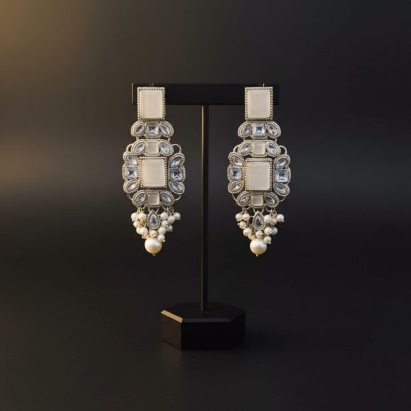 WhatsApp Image 2026-02-10 at 10.11.58 PM (3) Indian Turkish Style Kundan Chandelier Earrings - White Stone Pearl Drop Earrings Gold Plated Bridal Wedding Jewelry | Ottoman Inspired Statement Earrings