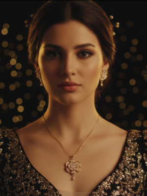 Vintage Floral Gold Plated Necklace Set with White Stone | Antique Filigree Design Pendant with Matching Drop Earrings | Bridal Wedding Party Wear Jewelry Set for Women