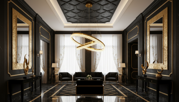Modern LED Ring Chandelier Gold Crystal Pendant Light - Contemporary Double Circle Ceiling Fixture for Living Room Dining Room Luxury Home Deco
