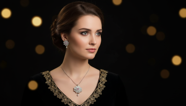 22f6535b-c48d-461c-b2cf-a52aedde5958 Elegant Floral Diamond Necklace Set with Matching Earrings | Silver Jewelry Set for Women | Bridal Party Wear Necklace Set with Pink Gemstone Center