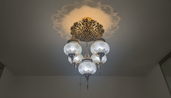 55f25b17-c253-4041-b9a0-29fe83e9a44c Turkish Mosaic Chandelier 6-Light Ottoman Glass Globe Pendant Lamp - Handcrafted Moroccan Style Ceiling Light Fixture for Living Room, Dining Room, Bedroom