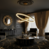 Modern LED Ring Chandelier Gold Crystal Pendant Light - Contemporary Double Circle Ceiling Fixture for Living Room Dining Room Luxury Home Deco