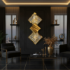 76c2cb69-fa03-4e9c-8e85-13c18d5b0b38 Modern Gold Crystal Wall Sconce Diamond Shape LED Wall Light - Luxury Geometric Brass Wall Lamp for Living Room Bedroom Hallway Contemporary Home Decor