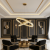 Modern LED Ring Chandelier Gold Crystal Pendant Light - Contemporary Double Circle Ceiling Fixture for Living Room Dining Room Luxury Home Deco