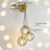 93a83e90-4d1b-491d-bf56-2ac05939ac35 Modern 3-Light Hanging Globe Wall Sconce - Textured Glass Ball Wall Lamp with Gold Brass Base - Contemporary Minimalist Wall Light Fixture for Bedroom Living Room Hallway